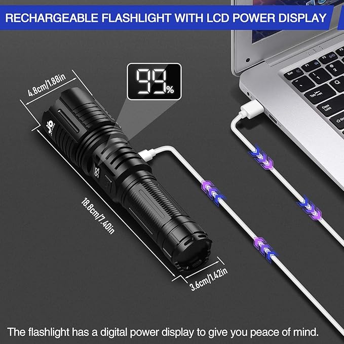 JAY-PARK Rechargeable Flashlights 10000 Lumen, LED Flashlight - Image 4