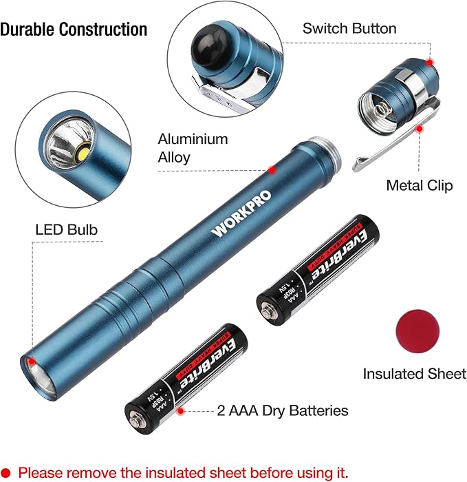 WORKPRO LED Pen Light, Aluminum Pen Flashlights, Pocket Flashlight - Image 4