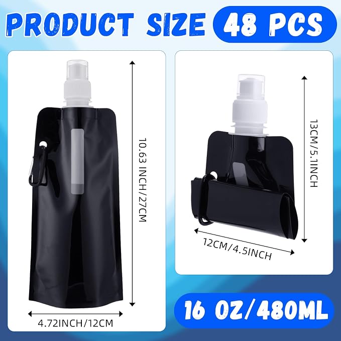 Teenyyou 48 Pack Collapsible Water Bottles Bulk 16oz Foldable Water Bottles - Image 2