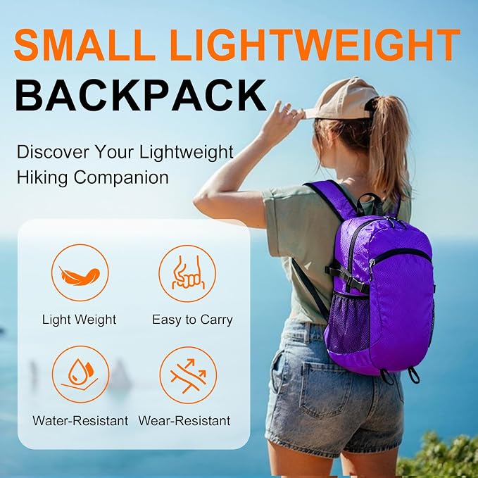 Small Hiking Backpack 15L Travel Lightweight Hiking Packable Daypack - Image 2