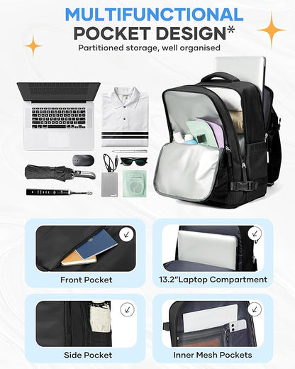 coofay Black Travel Backpack Carry on Flight Approved Mochila De Viaje Personal - Image 6