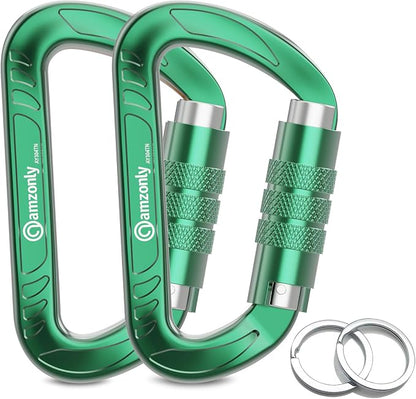 3inch Auto Locking Carabiner Clips Heavy Duty, 12KN /2697lbs Lightweight by AMZONLYLORSUM