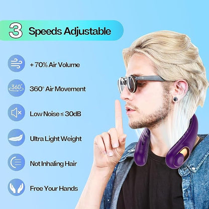 KIDEE Portable Neck Fan, Hands Free Bladeless Fan Rechargeable, 4000mAh Battery - Image 2