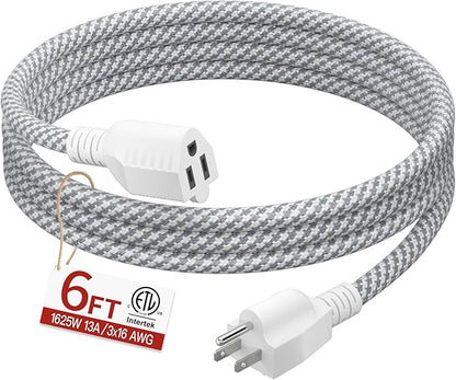 16/3 Braided Extension Cord 6 FT, Braided Extension Cord Flexible & Durable by Skrizcable