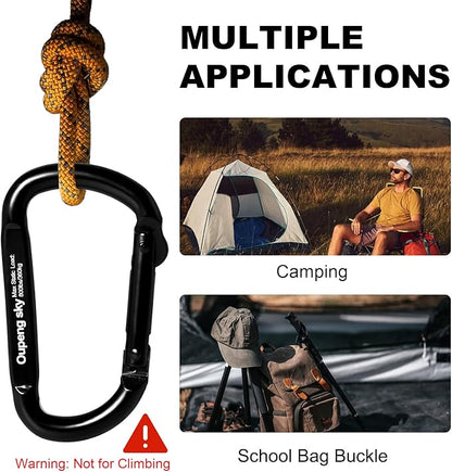 Carabiner Clip - Heavy Duty Carabiners 800lbs-13KN Carabeaner D Ring Shape - Image 9