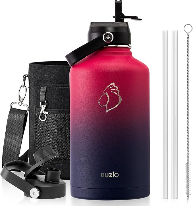 BUZIO 64oz Insulated Water Bottle Stainless Steel Double Wall Leak Proof Half - Image 9