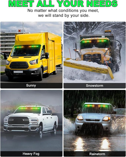 HLauto 6Z4J Emergency Dash Strobe Lights: 2x16.8 inch Green Amber Safety Lights - Image 6