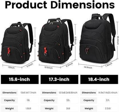 Extra Large Laptop Backpack for Men, 37L Gaming Laptop Backpack, 18.4Inch - Image 6