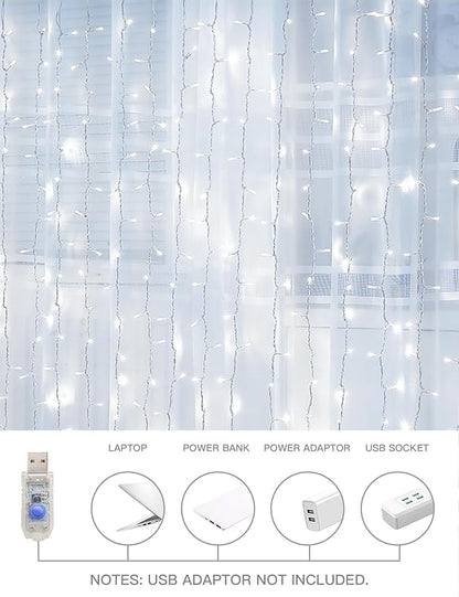 suddus White Curtain Lights for Bedroom Wall, 200 Led Twinkle Lights - Image 6