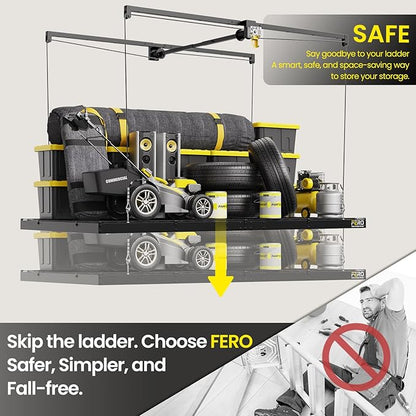 FERO Overhead Garage Storage Rack, 500 lb Capacity, 4x8 FT Garage Ceiling - Image 7