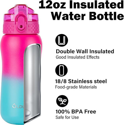 Oldley Insulated Water Bottle 12oz Kids Water Bottles - Image 4