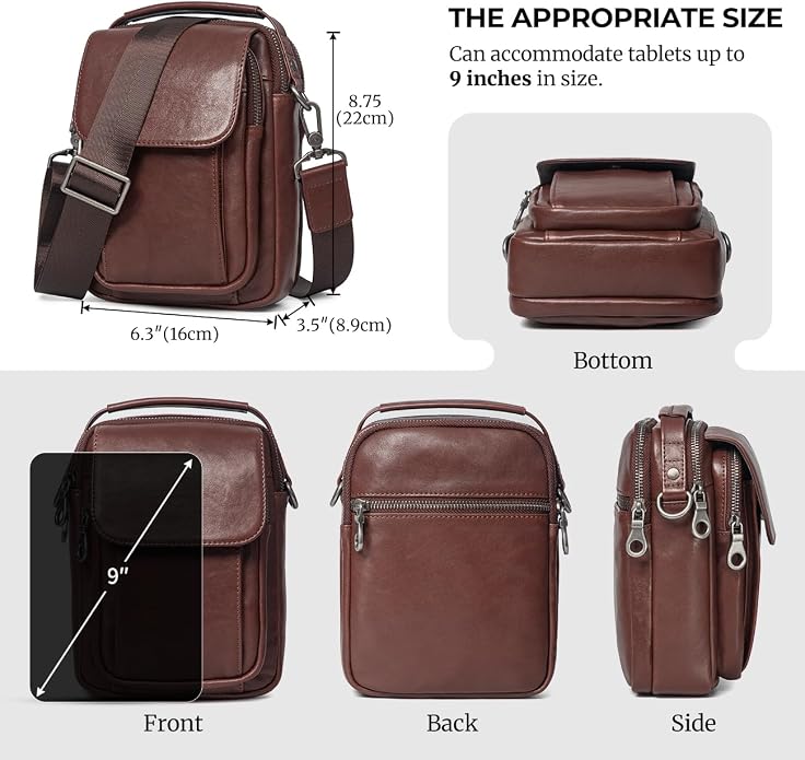 Augus Leather Small Messenger Bag - Image 5