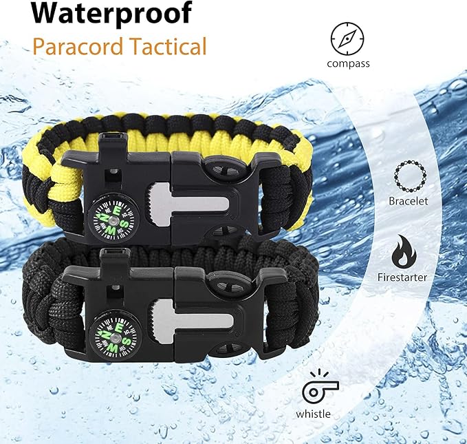 Bracelets, Survival Bracelets for Men Paracord Tactical 5-in-1 Camping Gear Kits - Image 3
