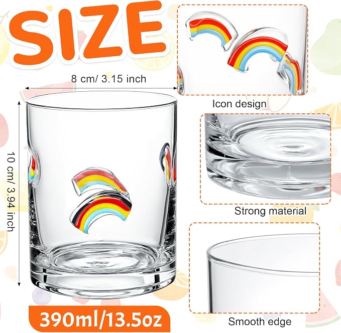 Skylety 2 Pcs Rainbow Icon Juice Glasses Gay Pride Gifts Drinking Cups Old - Image 2