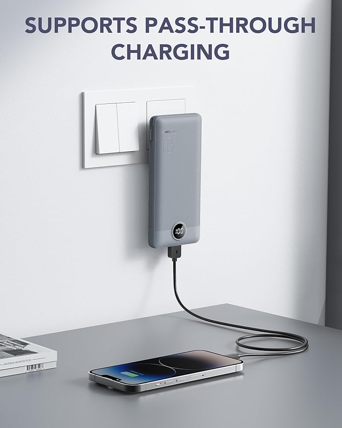 VRURC Portable Charger Built-in Cables and AC Wall Plug, USB C Power Bank - Image 3