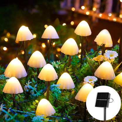 Solar Mushroom Garden Lights for Outside, 20 LED 32.8FT Solar Pathway Lights by Brightown