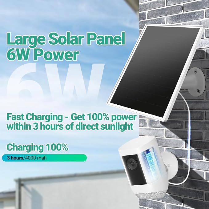2 Pack Solar Panel for Ring Camera, 6W Solar Charger - Image 3