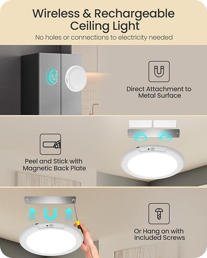 4 Pack Rechargeable Motion Sensor Ceiling Lights - Image 2