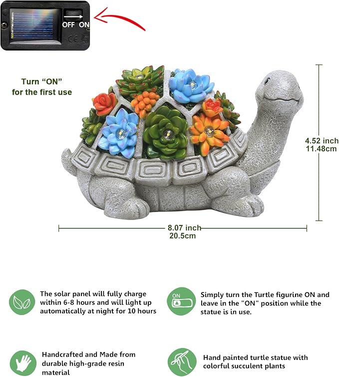 Nacome Solar Garden Outdoor Statues Turtle - Image 3