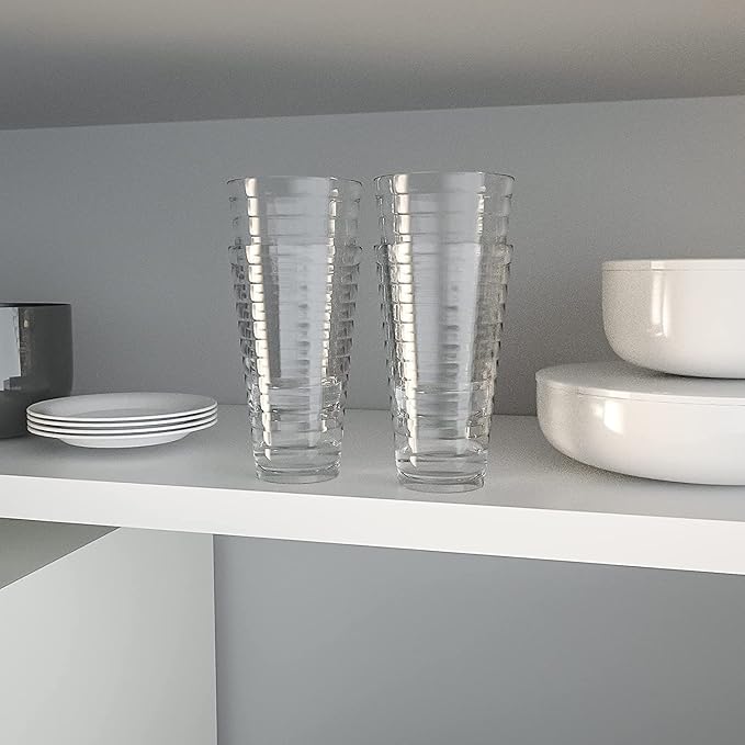 ALIMOTA Stackable Drinking Glasses 385ml Set of 6, Dishwasher Safe Acrylic - Image 6
