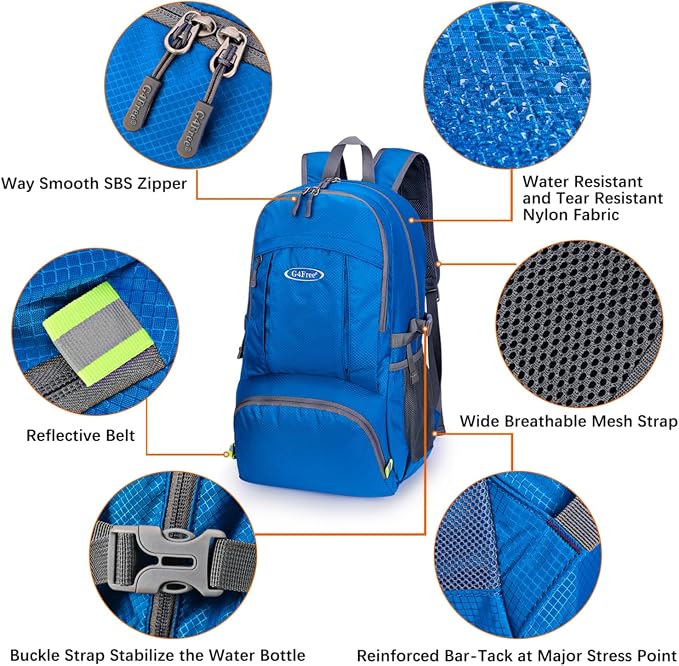G4Free 40L Lightweight Packable Hiking Backpack, Waterproof Travel Daypack - Image 3