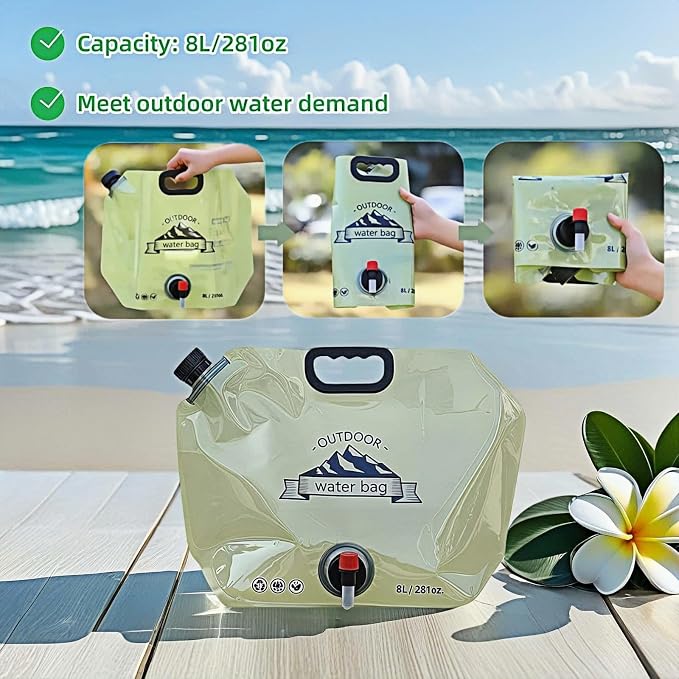 8L/281oz Outdoor Collapsible Water Jug BPA-Free w/Adjustable Faucet - Image 9
