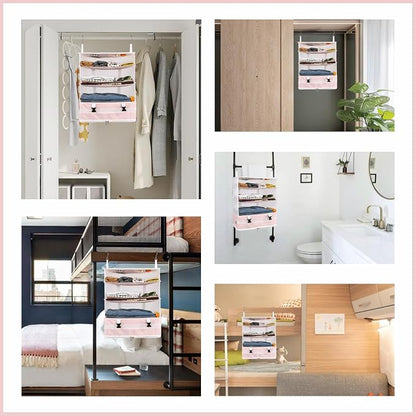 Surblue Hanging Closet Storage Bag Collapsible 3-Shelf Washable Oxford Fabric - Image 7