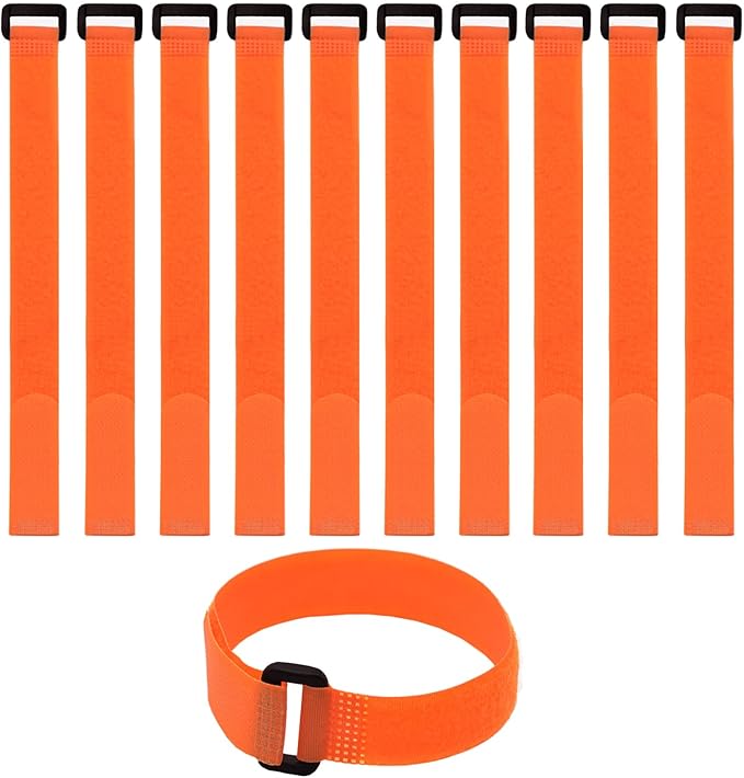 10 Pack Reusable Fastening Cable Ties and Cable Straps Orange Color, Adjustable by Unknown