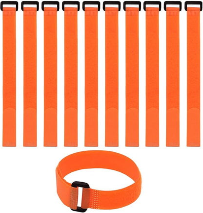 10 Pack Reusable Fastening Cable Ties and Cable Straps Orange Color, Adjustable by Unknown