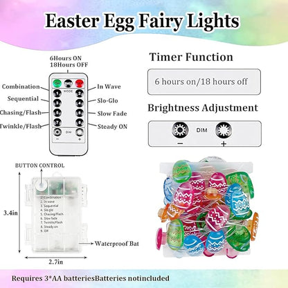 Easter Decorations Easter Egg Lights, Pastel Fairy Lights Battery Operated - Image 7