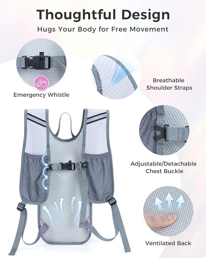 Blue Quartz Rave Hydration Backpack, Reflective Hiking Pack - Image 7