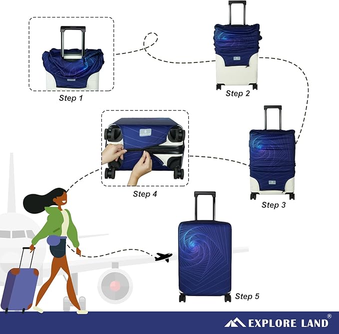 Explore Land Travel Luggage Cover Suitcase Protector Fits 27-30 Inch Case - Image 5