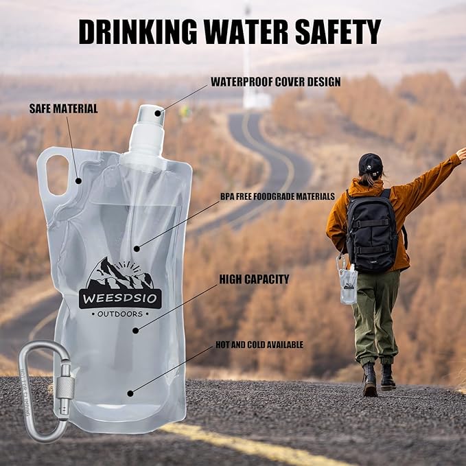 5-Pack 1L Hiking Collapsible Water Bottles - Image 6