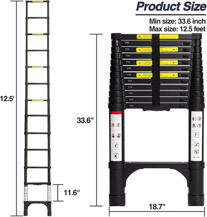 BOCOM 12.5 FT Aluminum Telescoping Ladder, Lightweight Multi-Purpose - Image 5