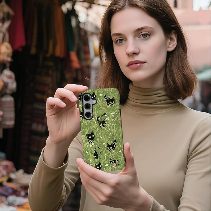 for Samsung Galaxy S23 FE Case, HL2 Grass Cat Hybrid 2 Layer Hard Shell - Image 5