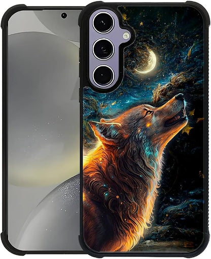 for Samsung Galaxy S24 S25 Case, Star Cave Hungry Wolf Pattern Graphic Design by FKBRCL4U