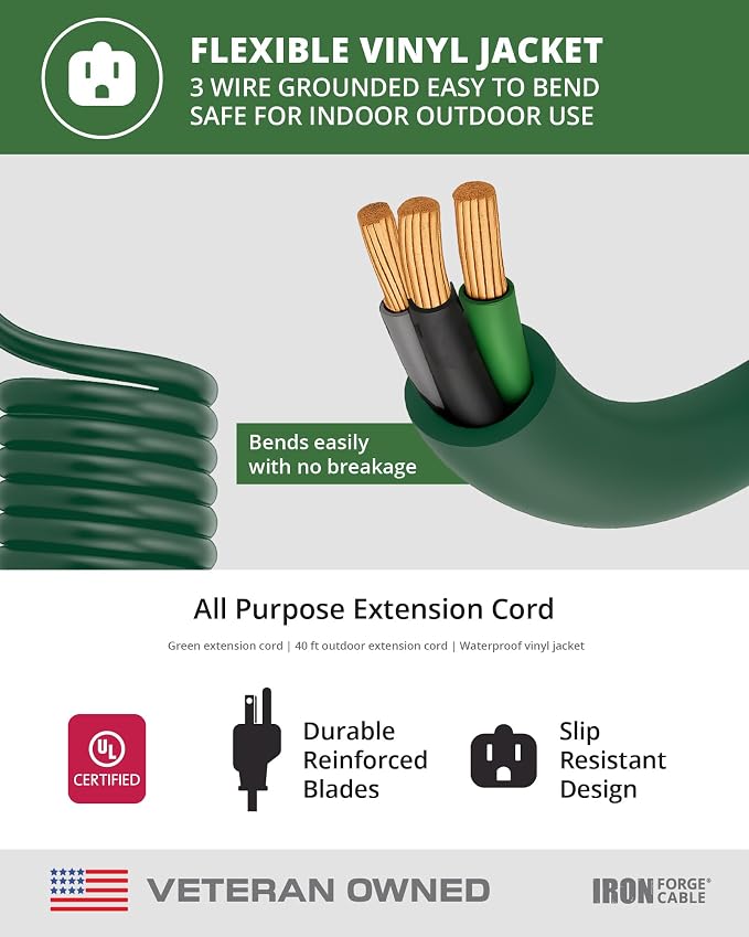 Iron Forge Cable 40 Foot Outdoor Extension Cord - Image 6