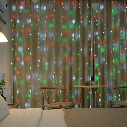 JMEXSUSS 300LED Red White and Green Christmas Curtain Lights - Image 8