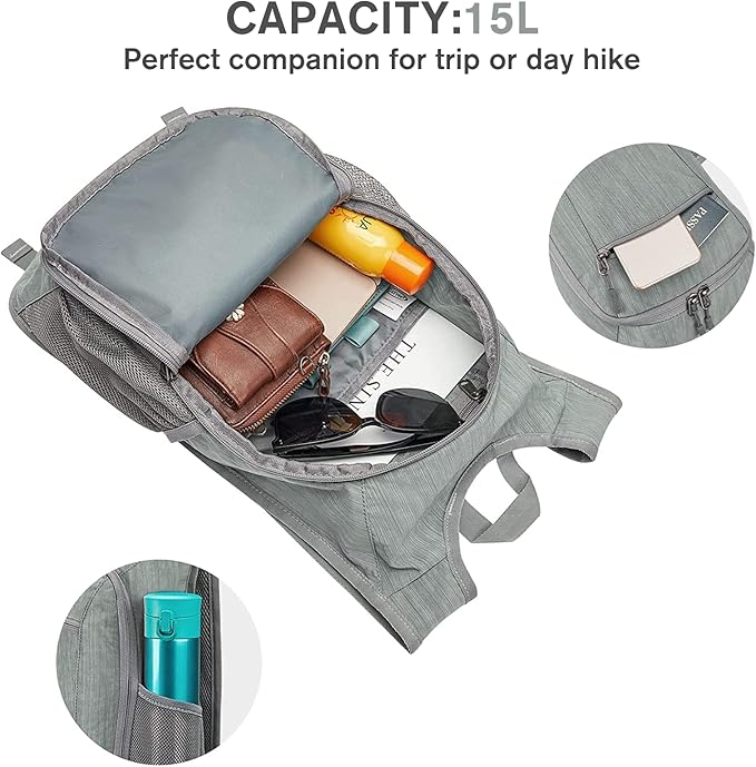 G4Free 10L/15L Hiking Backpack Lightweight Packable Hiking Daypack Small Travel - Image 4