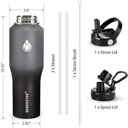 SENDESTAR Water Bottle 32oz, Wide Mouth Stainless Steel Vacuum Insulated Double - Image 4