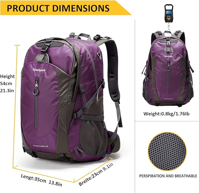 SPEEDPARK Hiking Backpack 40L Waterproof Hiking Daypack - Image 2