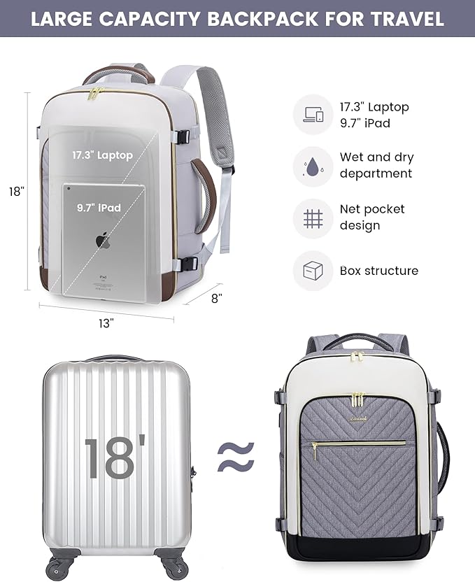 LOVEVOOK Large Travel Backpack for Women, TSA Carry on Backpack for Airplanes - Image 5