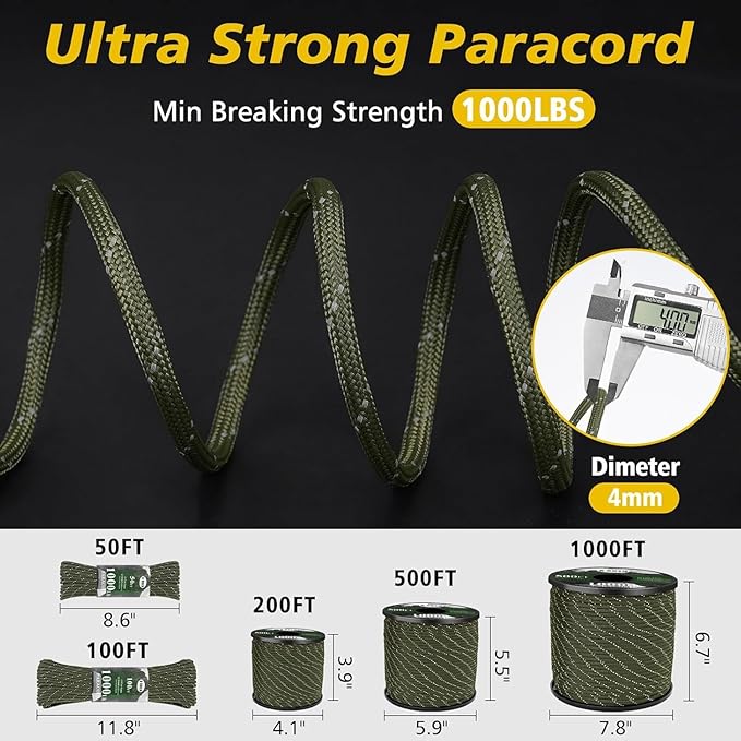 Paracord Reflective 4mm 1000lb, Paracord Rope, Parachute Cord, Camping Rope - Image 4