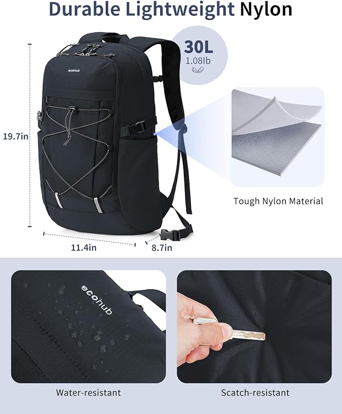 ECOHUB Hiking Backpack 30L Travel Backpack Lightweight Casual Daypack Water - Image 5