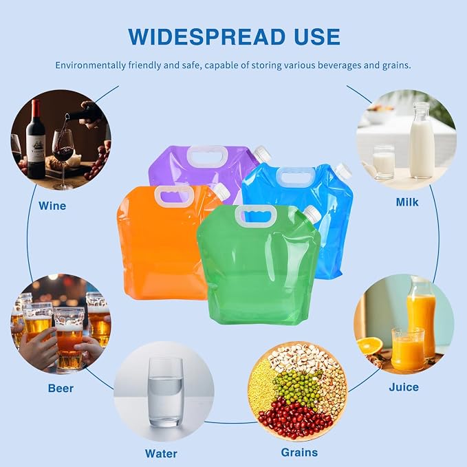 4 Pack 5L BPA Free Collapsible Water Tank Container Portable Lightweight Space - Image 5
