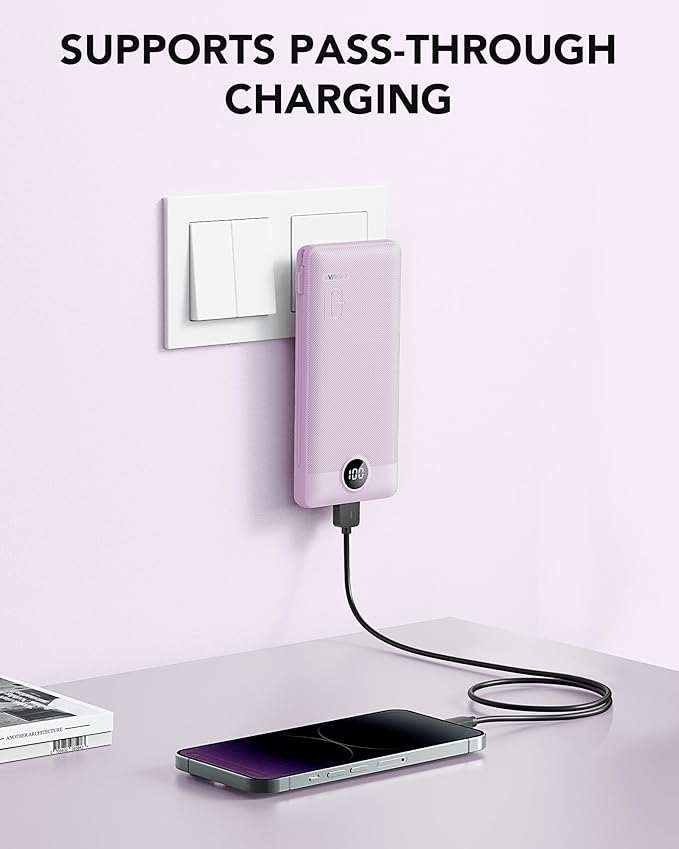 VRURC Portable Charger Built-in Cables and AC Wall Plug, USB C Power Bank - Image 2