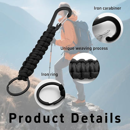 3PCS Paracord Keychain with Carabiner Clip, Braided Rope Key Chain Lanyard - Image 4