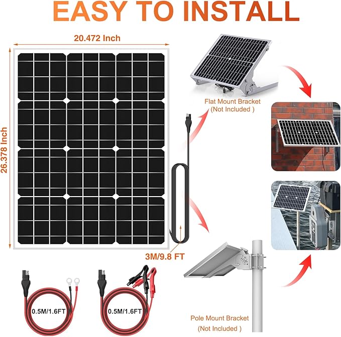 SUNER POWER 24V 50W Solar Battery Charger Maintainer, Built-in Ultra Smart MPPT - Image 7
