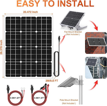 SUNER POWER 24V 50W Solar Battery Charger Maintainer, Built-in Ultra Smart MPPT - Image 7