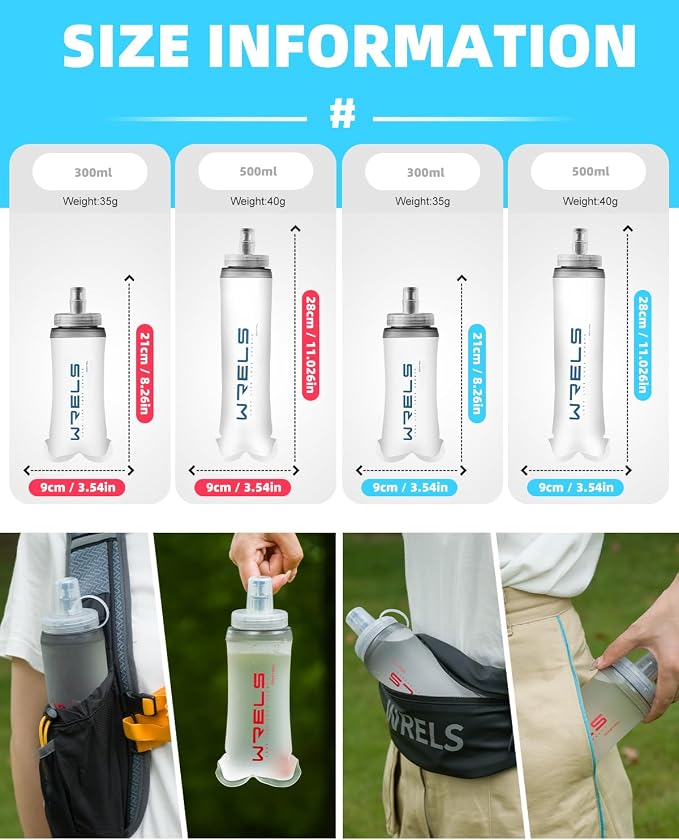 WRELS Soft Flask Running Water Bottle, BPA-Free Collapsible Hydration Flask - Image 2